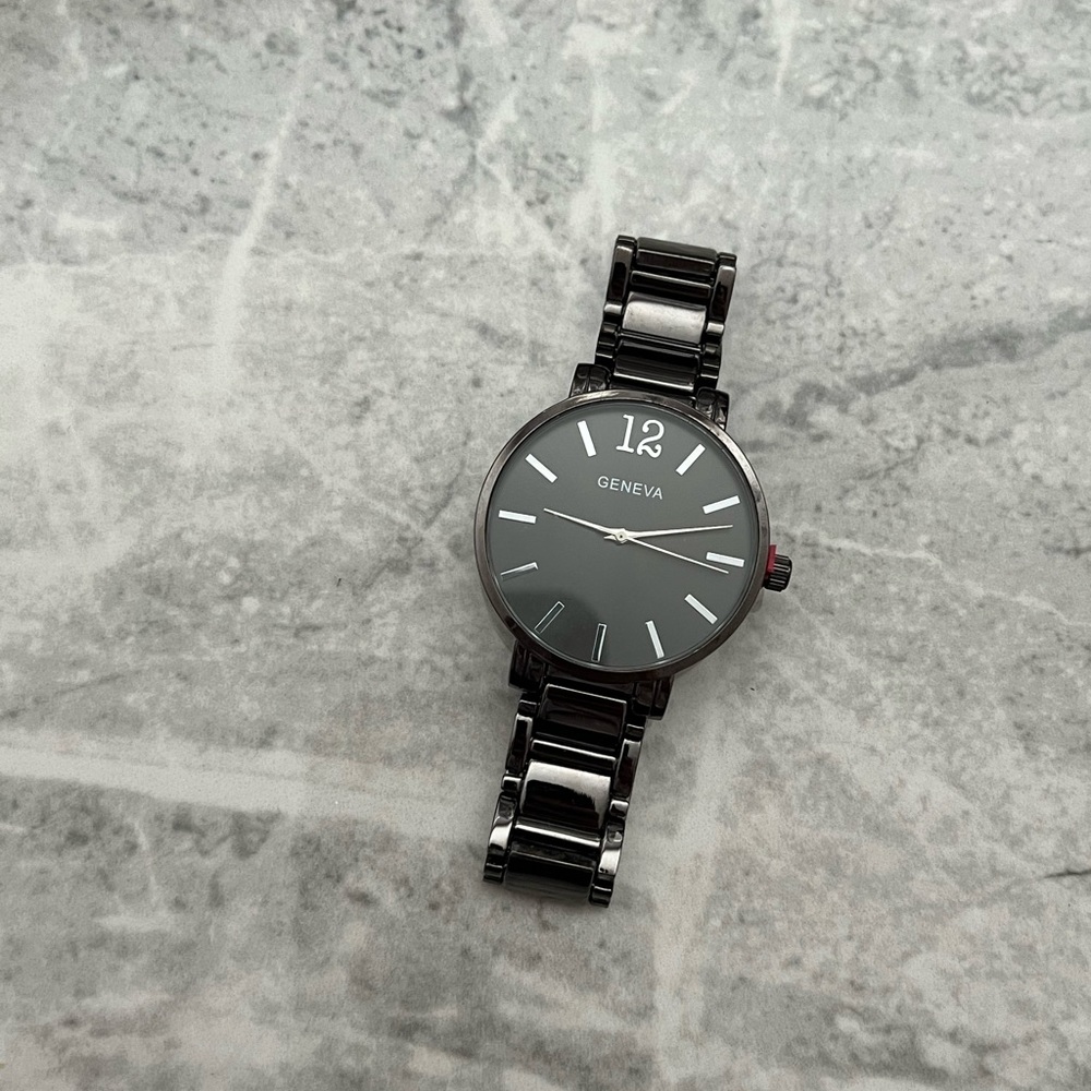 Dark silver Geneva watch